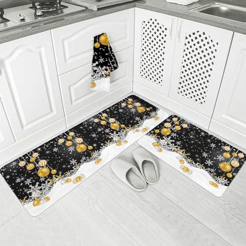 Christmas Kitchen Snowflake Mat Anti-Fatigue Kitchen Mat Set