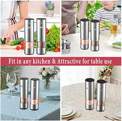 Premium Electric Salt Pepper Grinder Set - USB Rechargeable Durable