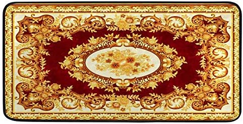 Rashu Red Marble Kitchen Rug Durable Anti-Fatigue Mat for Cooking Linen