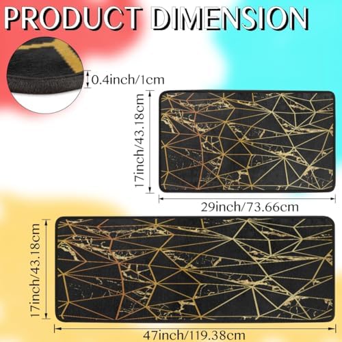 Marble Gird Pattern Kitchen Rugs Set of 2 - 17x29 17x47 inch