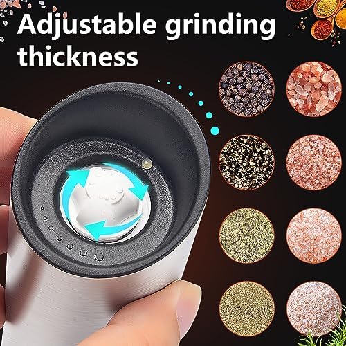 Electric Salt and Pepper Grinder Set with Adjustable Grinders