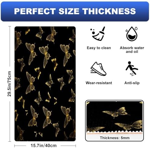 Golden Butterflies Cushioned Anti Fatigue Kitchen Mat