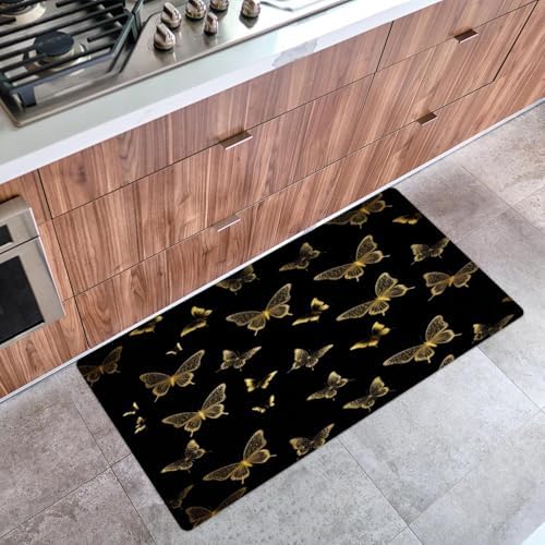Golden Butterflies Cushioned Anti Fatigue Kitchen Mat