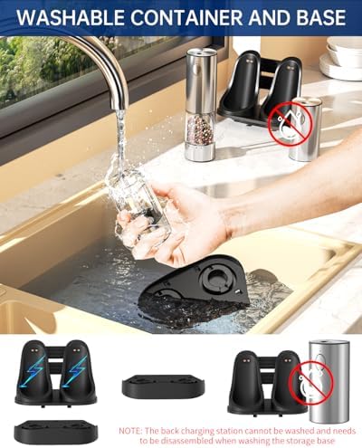 Electric Salt Pepper Grinder Set with 2-Speed LED Light Rechargeable Hygienic