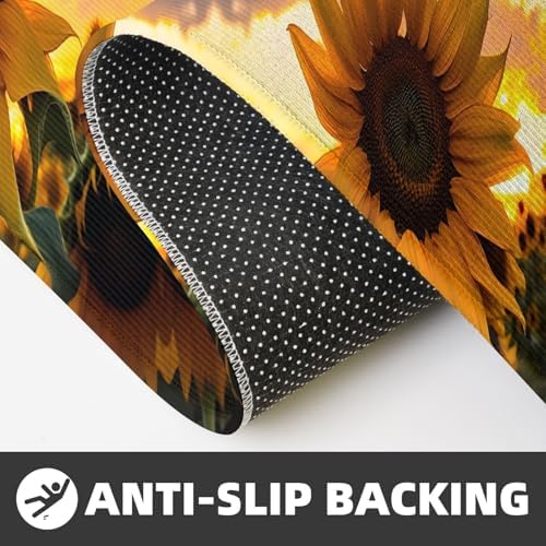 JxWCherFarm Sunflower Kitchen Mats Set of 2 Non-Slip Waterproof 17x4717x29