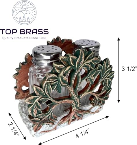 Top BrassTree of Life Salt and Pepper Shaker Set