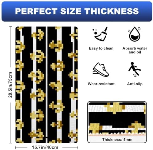 RODAILYCAY Kitchen Stripe Mat Anti-Slip Sink Runner with 40x75cm