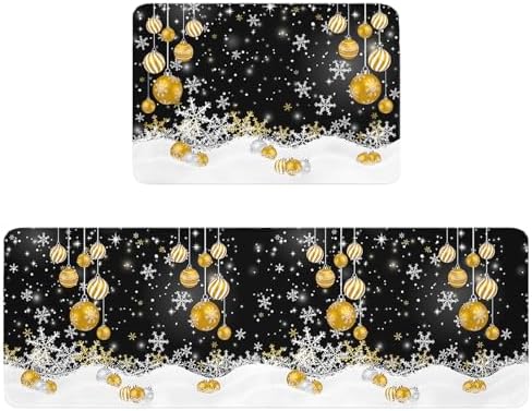 Christmas Kitchen Snowflake Mat Anti-Fatigue Kitchen Mat Set