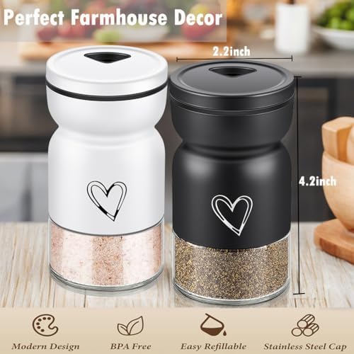 Adjustable Stainless Steel Salt and Pepper Shakers Set with Heart Pattern Design