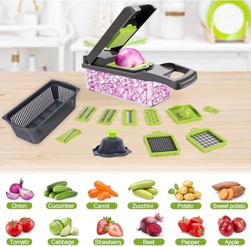 Zividodo 13-in-1 Vegetable Chopper with 8 Blades Stainless Steel
