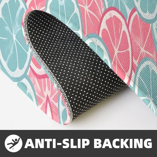 Relaxing Pink Blue Citrus Kitchen Mat with Non-Slip Waterproof Design