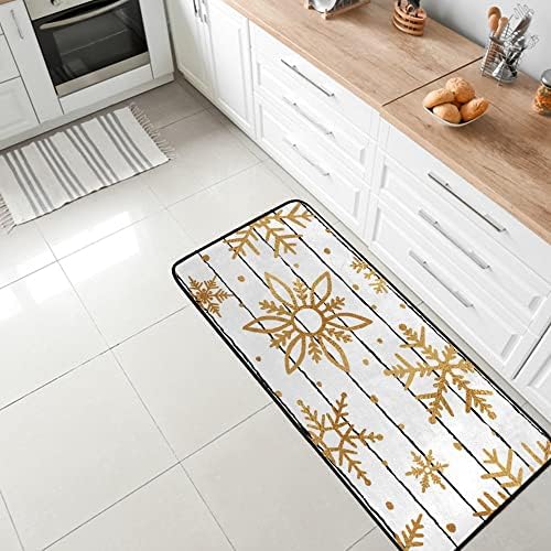 My Little Nest Gold Snowflakes Kitchen Mat