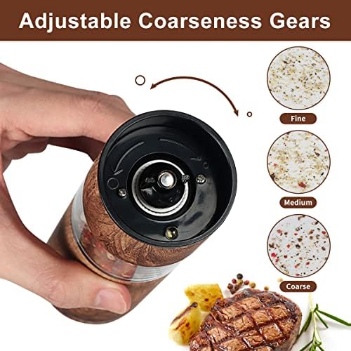 Spacefrog Rechargeable Salt Pepper Grinder Set One-Handed Adjustable LED-Lit Premium Design