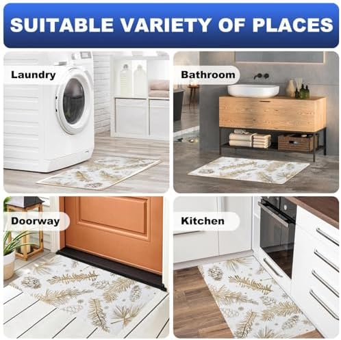 Golden Winter Kitchen Rugs
