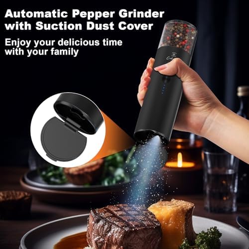 COKUNST Electric Pepper Grinder with Light and USB Rechargeable
