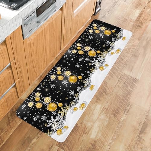 Christmas Kitchen Snowflake Mat Anti-Fatigue Kitchen Mat Set