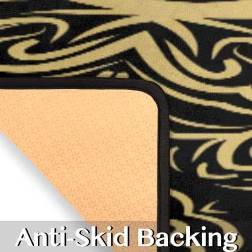 Gold Textured Ripple Designs Standing Kitchen Mats Anti-Fatigue Durable Set of 2