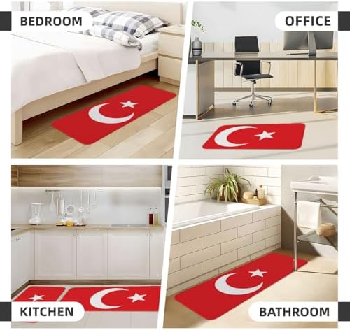 Flag of Turkey Kitchen Mat 2 Sizes Waterproof Non-Slip Rugs