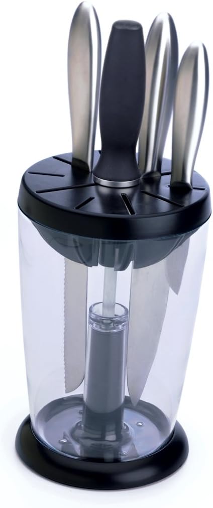 Progressive International Rotary Knife Holder w10 Knives Steel Sharpener