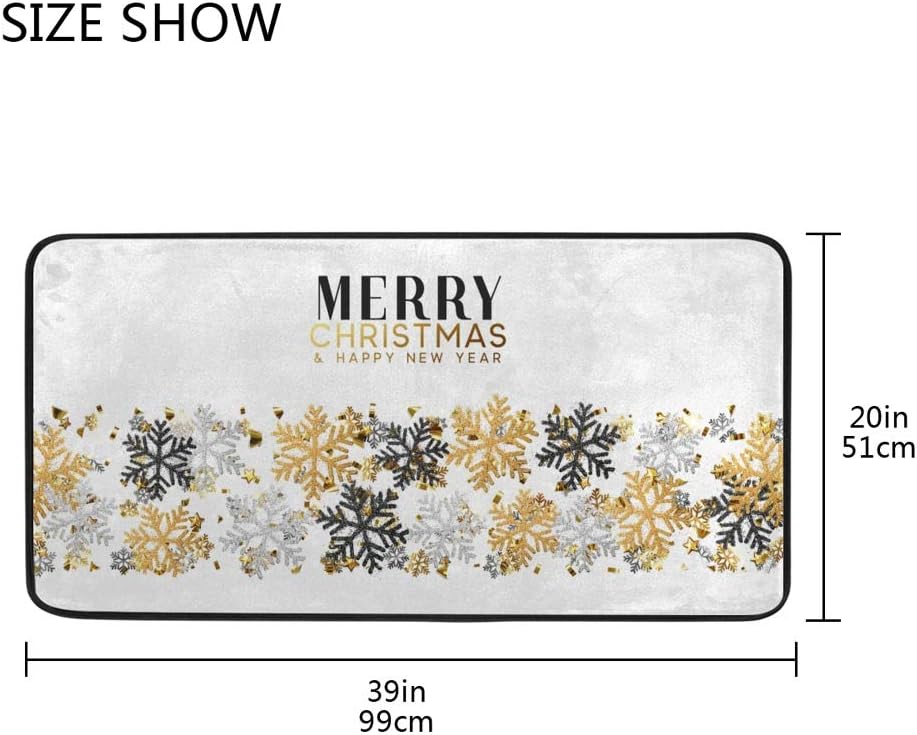 Rashu Kitchen Rug Mat Anti Fatigue Christmas Background Anti Fatigue Matte Rug 2039