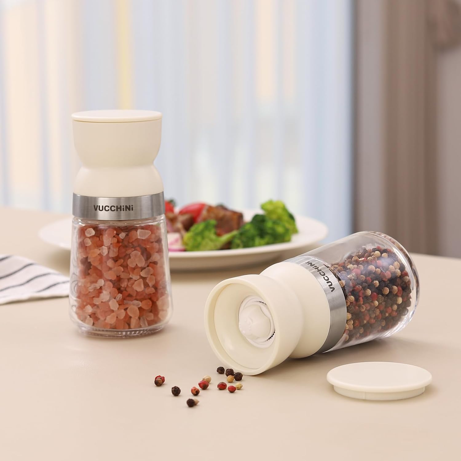 VUCCHINI Salt Pepper Grinder Set - Adjustable Coarseness