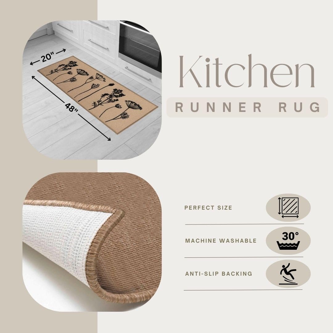 Elegant Wool Effect Kitchen Mat Runner Rug