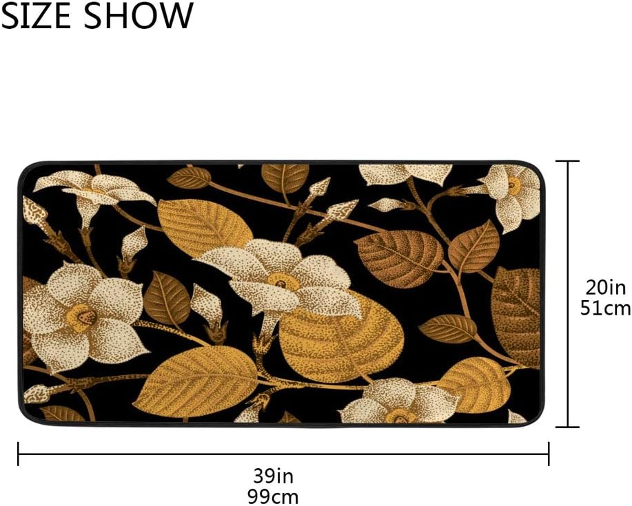 Rashu Ivy Pattern Kitchen Mat - Durable Anti-Fatigue Rug for Kitchen Beyond