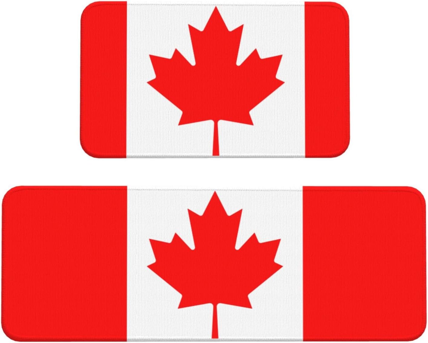 Canadian Flag Print Kitchen Mats 2 Sets Non-Slip 1
