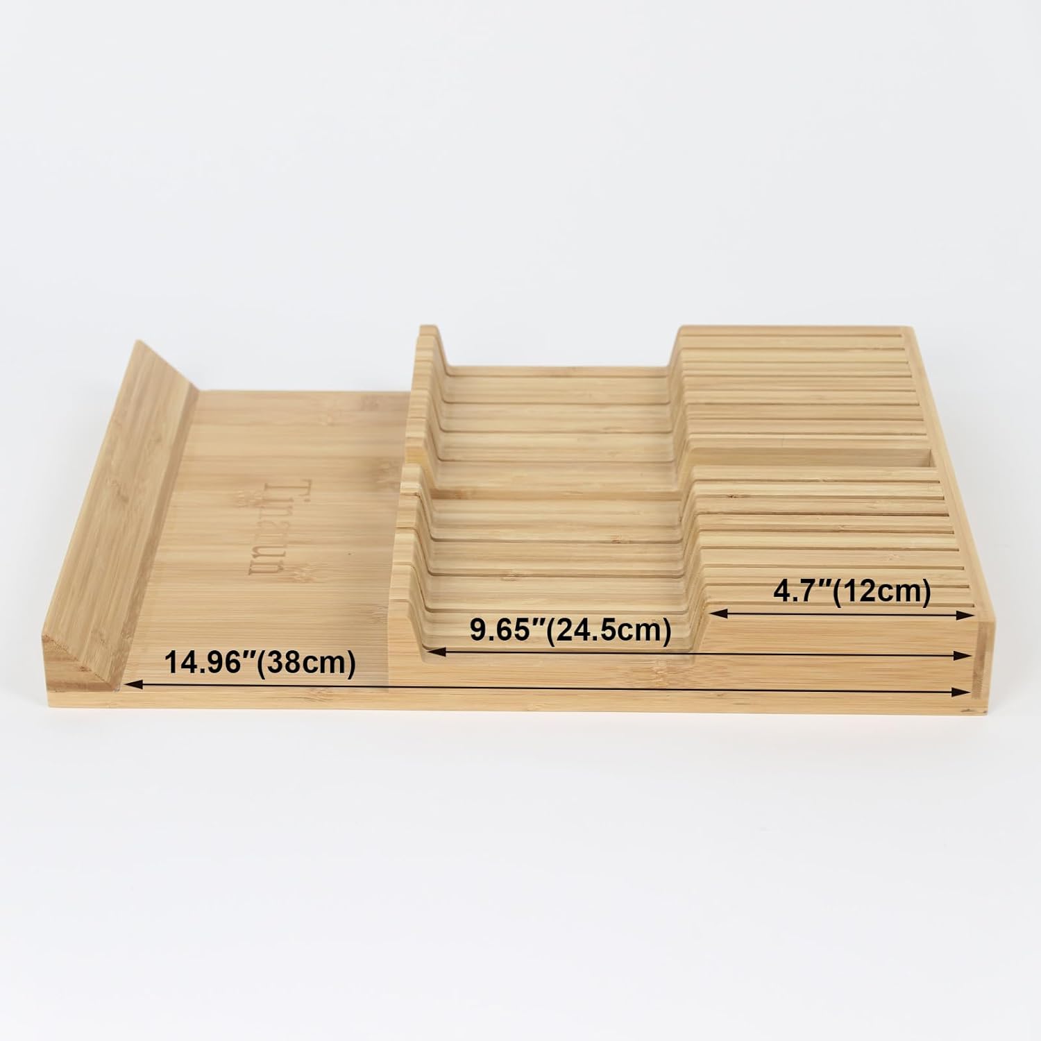 Bamboo In-Drawer Knife Block Organizer Holds 16 Knives 1 Sharpening Steel