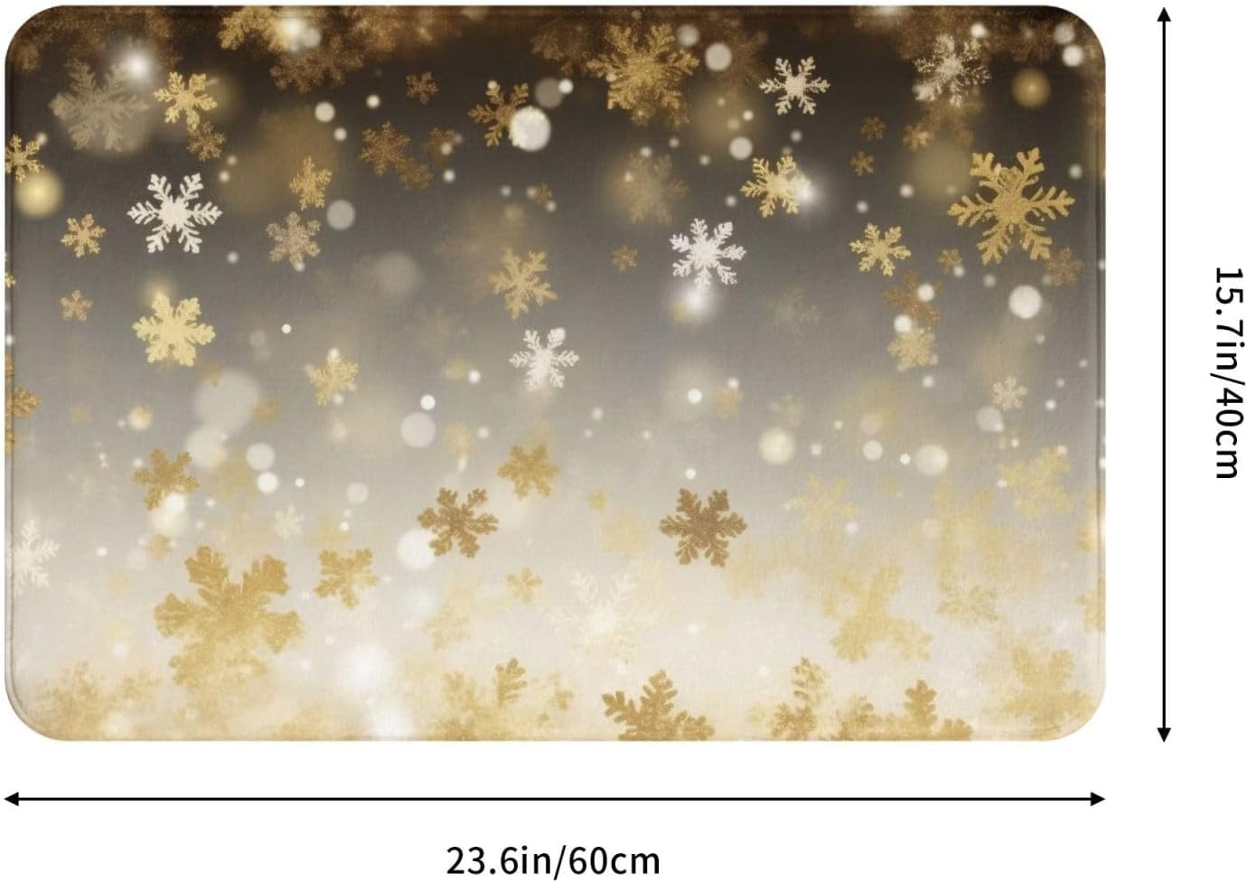 Gold Silk Christmas Print Flannel Anti-Slip Mat 16x24-inch
