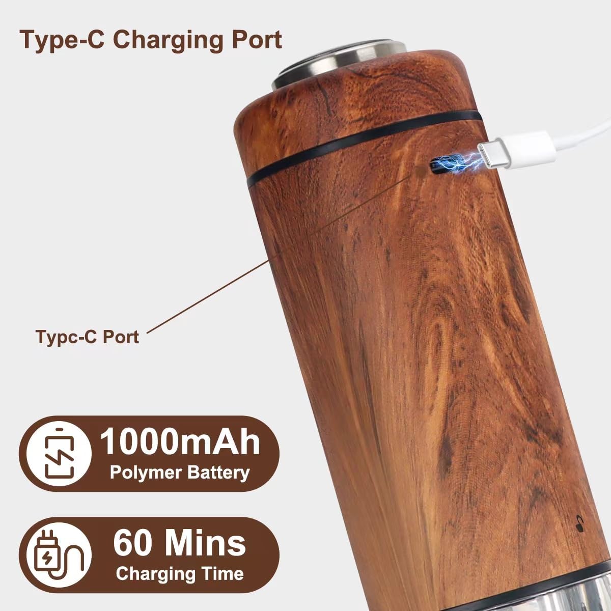 Spacefrog Rechargeable Salt Pepper Grinder Set One-Handed Adjustable LED-Lit Premium Design