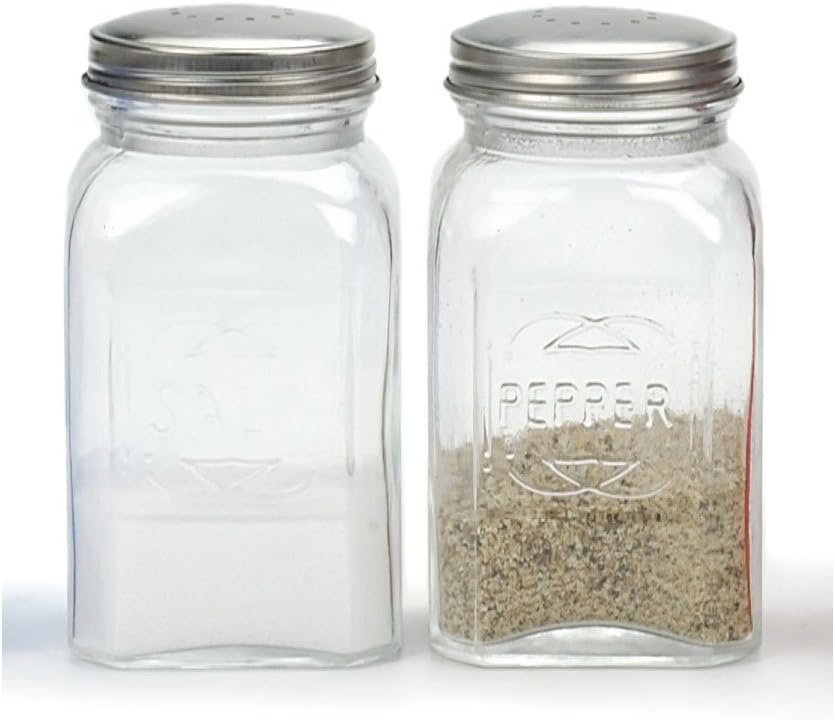 RSVP Retro Clear Glass Salt Pepper Shaker Set