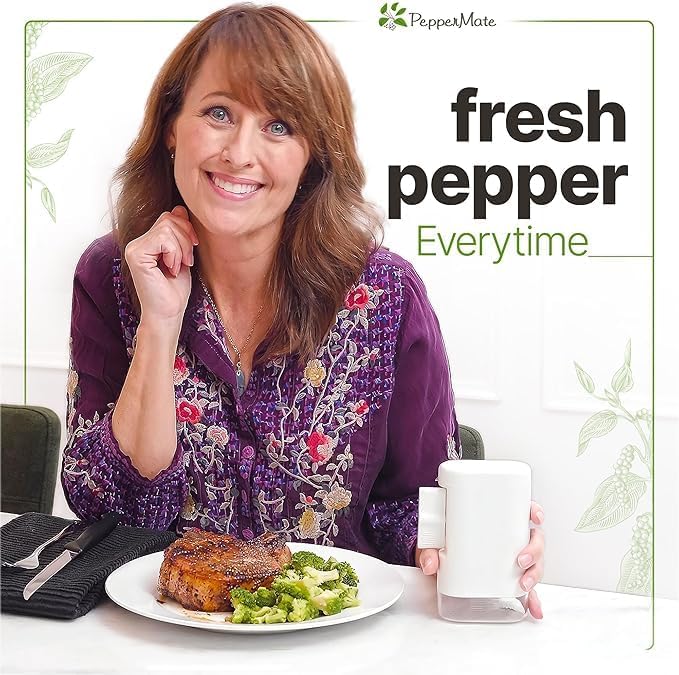 PepperMate Transparent Black Pepper Mill Set - Manual High-Efficiency Salt and Pepper Grinder