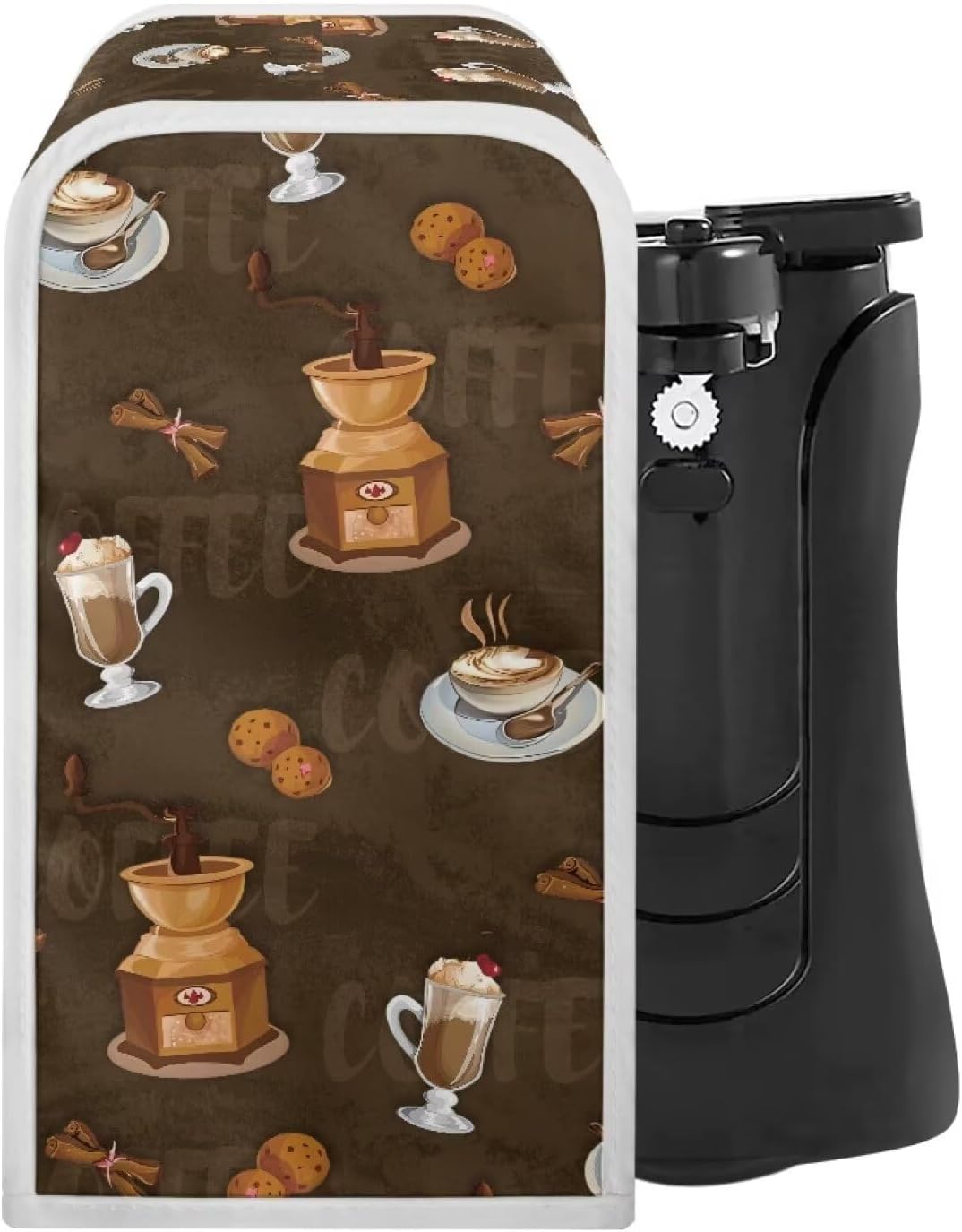 Coffee-Themed Stain-Resistant Dust Cover for Electric Can Openers