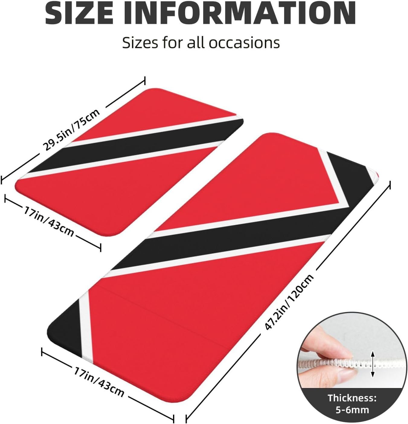 JxWCher Flag of Trinidad and Tobago Print Kitchen Mats 2 Sets 1