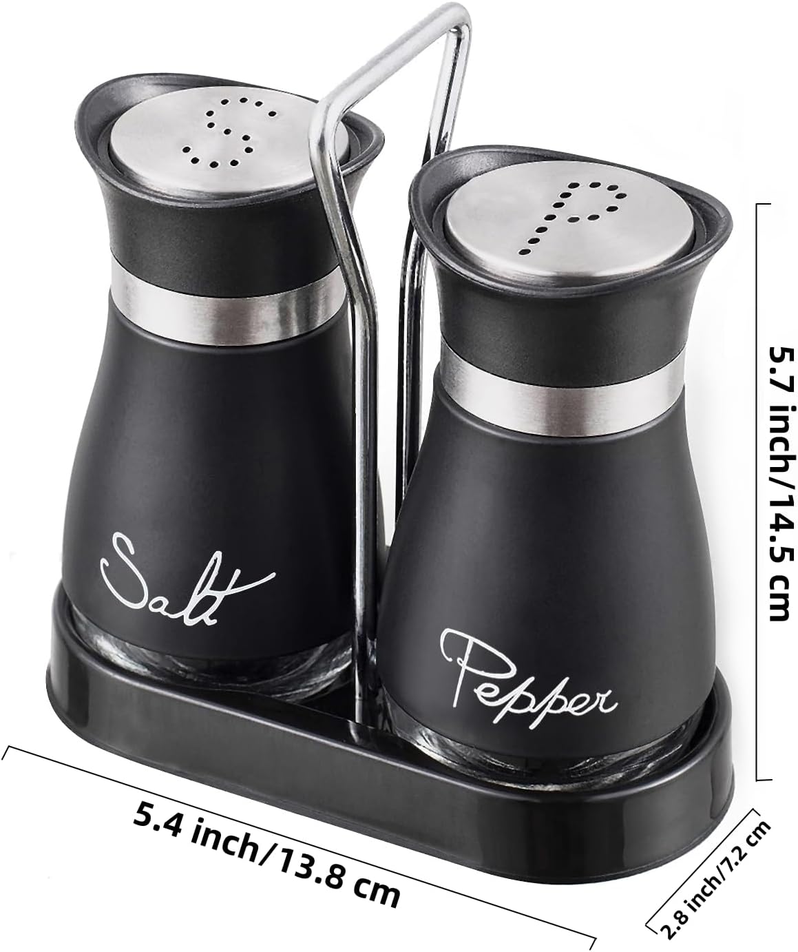 Black Salt and Pepper Shaker Set Pack of 2