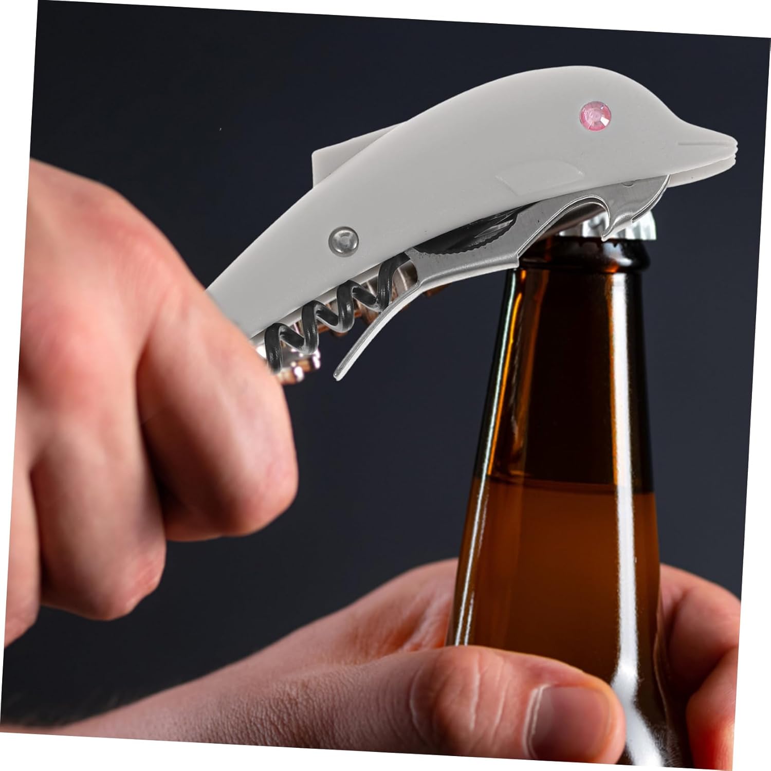 HOLIDYOYO Dolphin Shaped Electric Bottle Opener for Beer Wine