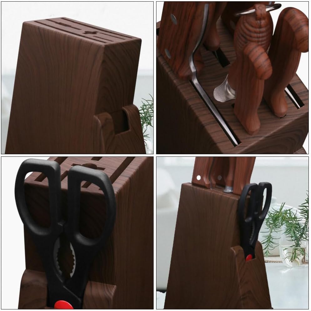 UPKOCHSturdyUniversalBrownWood Knife Block