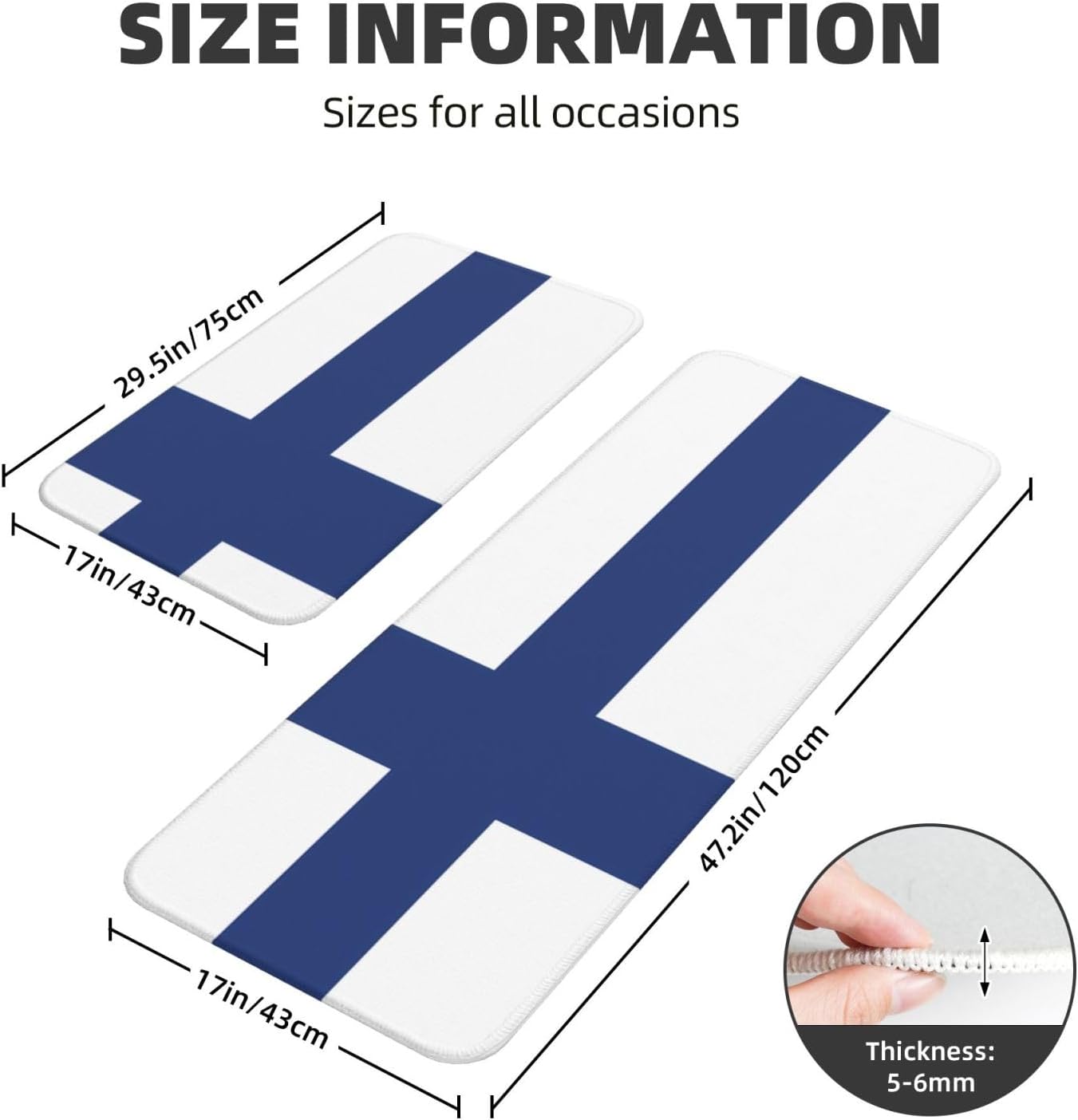 JxWCher Finnish Flag Kitchen Mats 2 Set