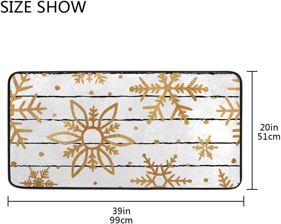 My Little Nest Gold Snowflakes Kitchen Mat