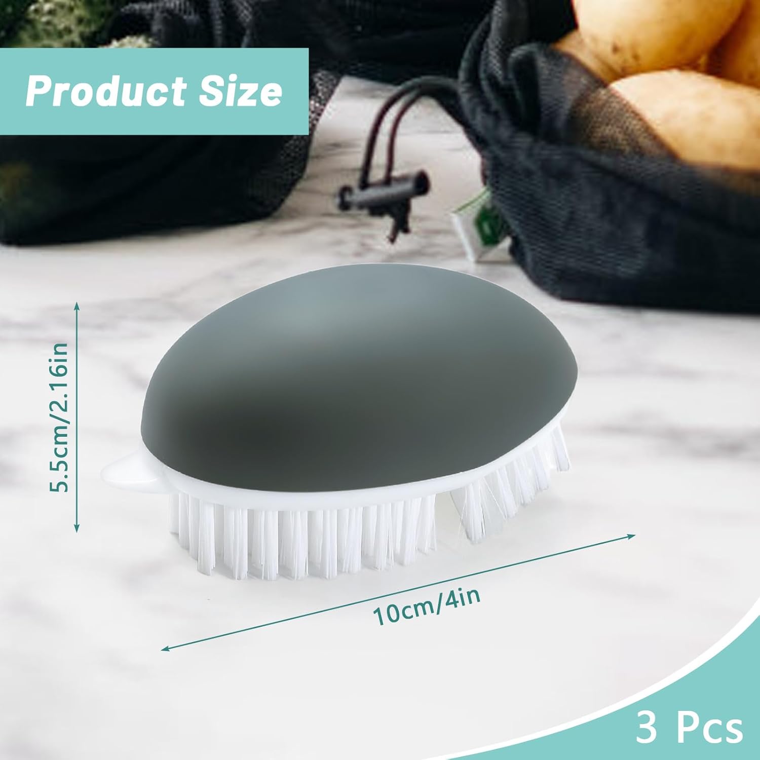 3 Pack Vegetable Scrubbers with Dots Remover for Kitchen Use