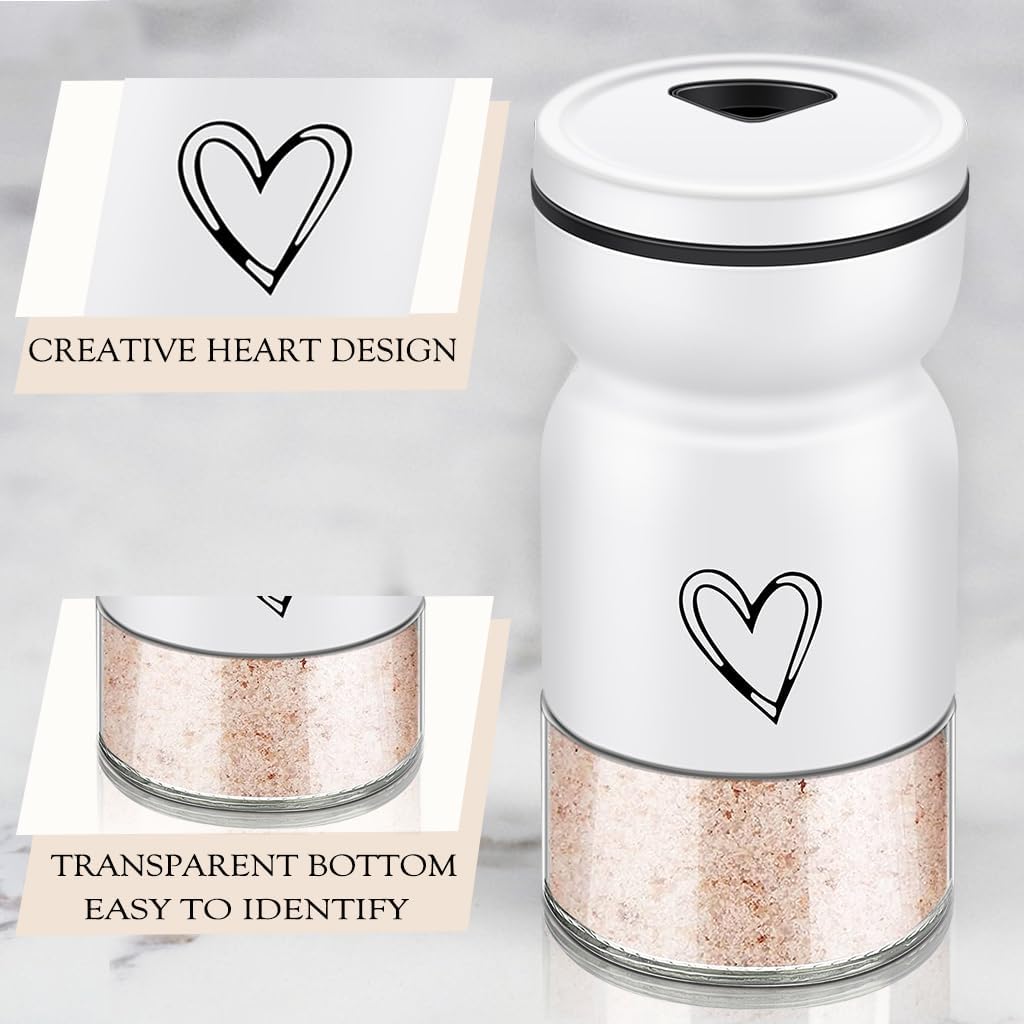 Adjustable Stainless Steel Salt and Pepper Shakers Set with Heart Pattern Design