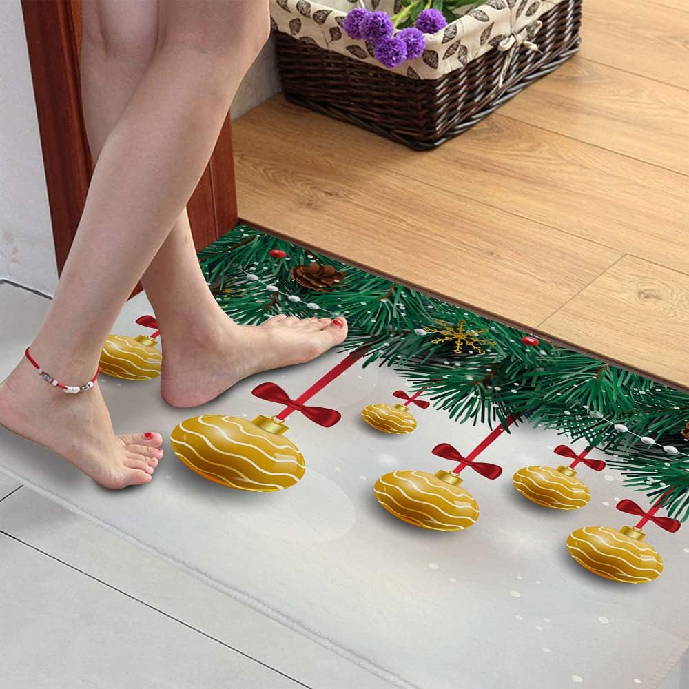 Christmas Ball Yellow Welcome Front Door Mat