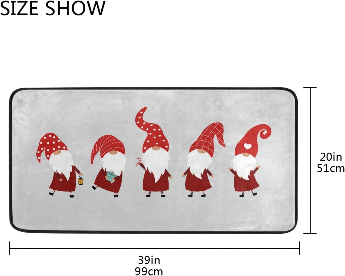 Boccsty Christmas Gnome Gray Kitchen Floor Mat