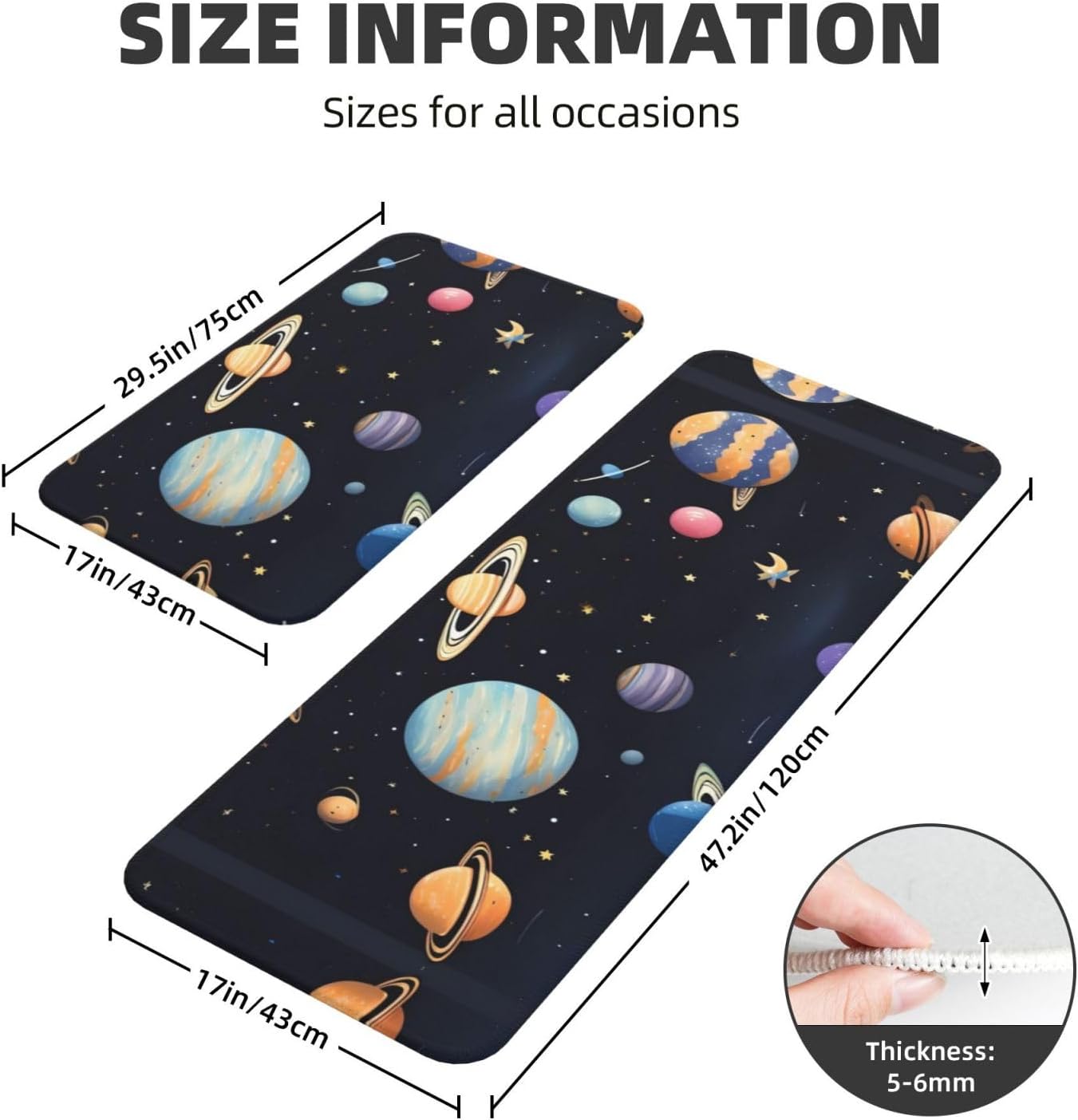 COMFORT Kitchen Floor Mat - Saturn Jupiter Earth Print