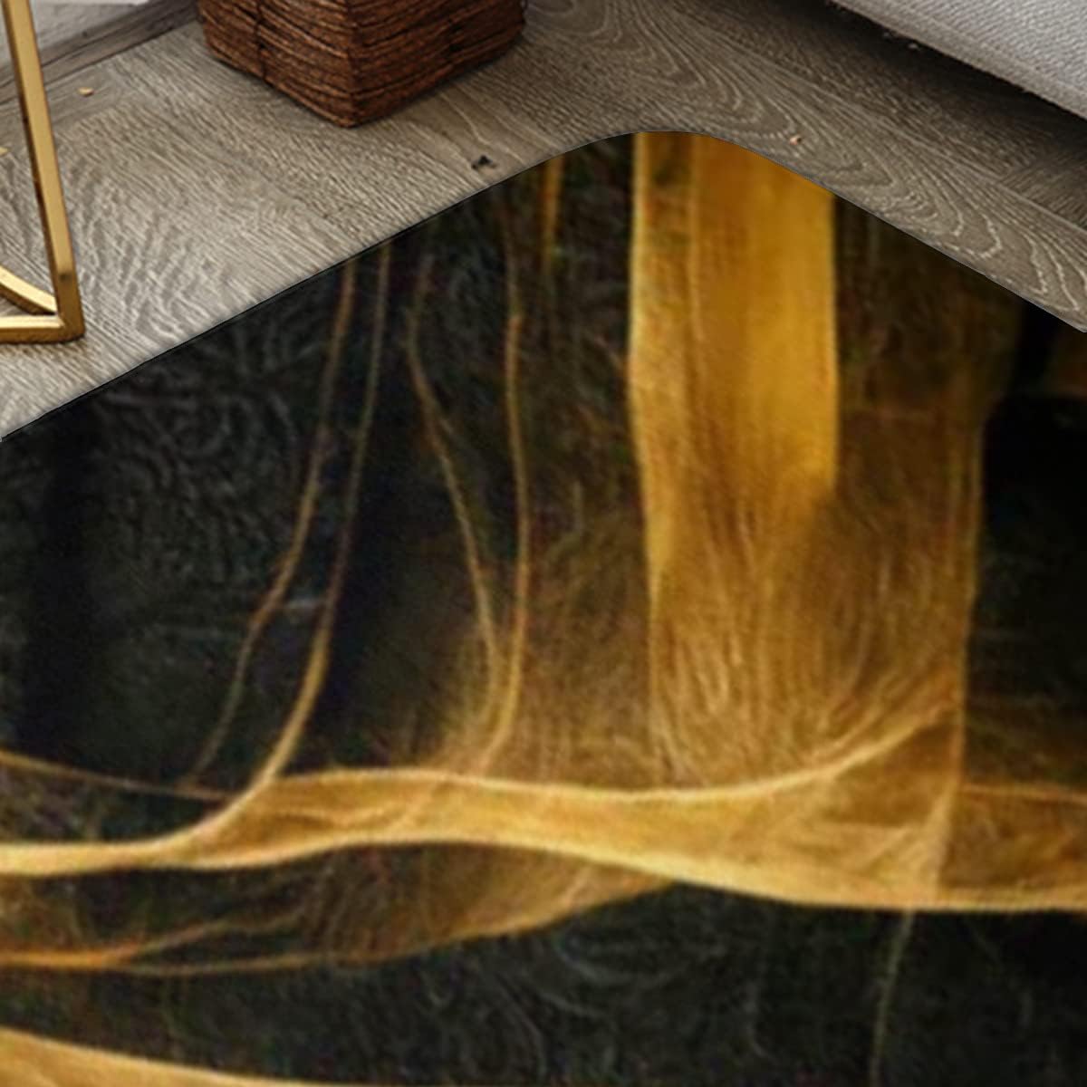 Flannel Rug 40x60cm Luxury Soft Kitchen Mat withGolden Wave Design