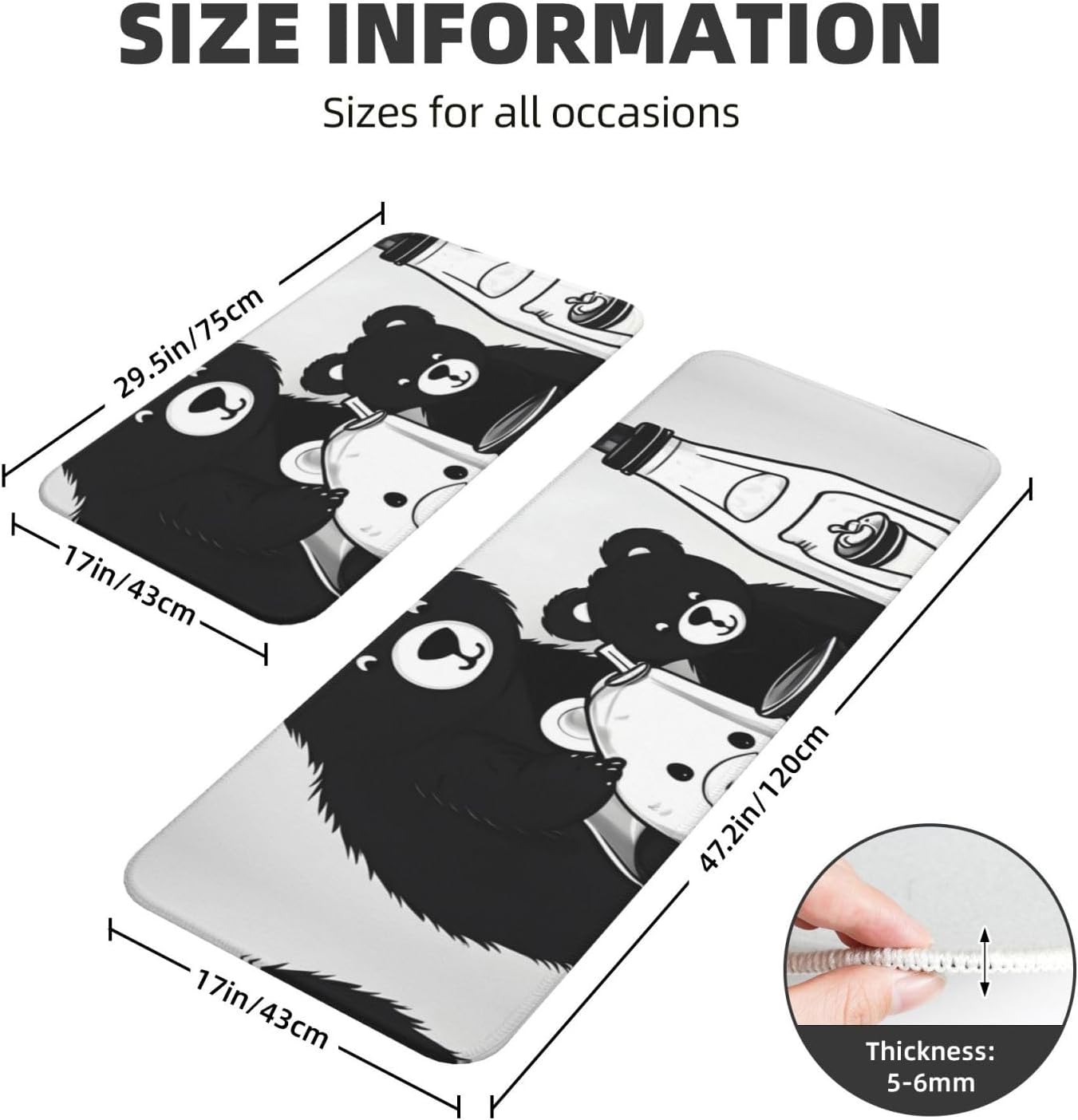 JxWCherCute Milk Bottle Bear Floor Mat
