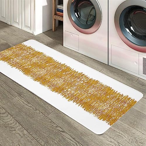 Chucoco Abstract Gold Striped Area Rugs Set - 2-Piece