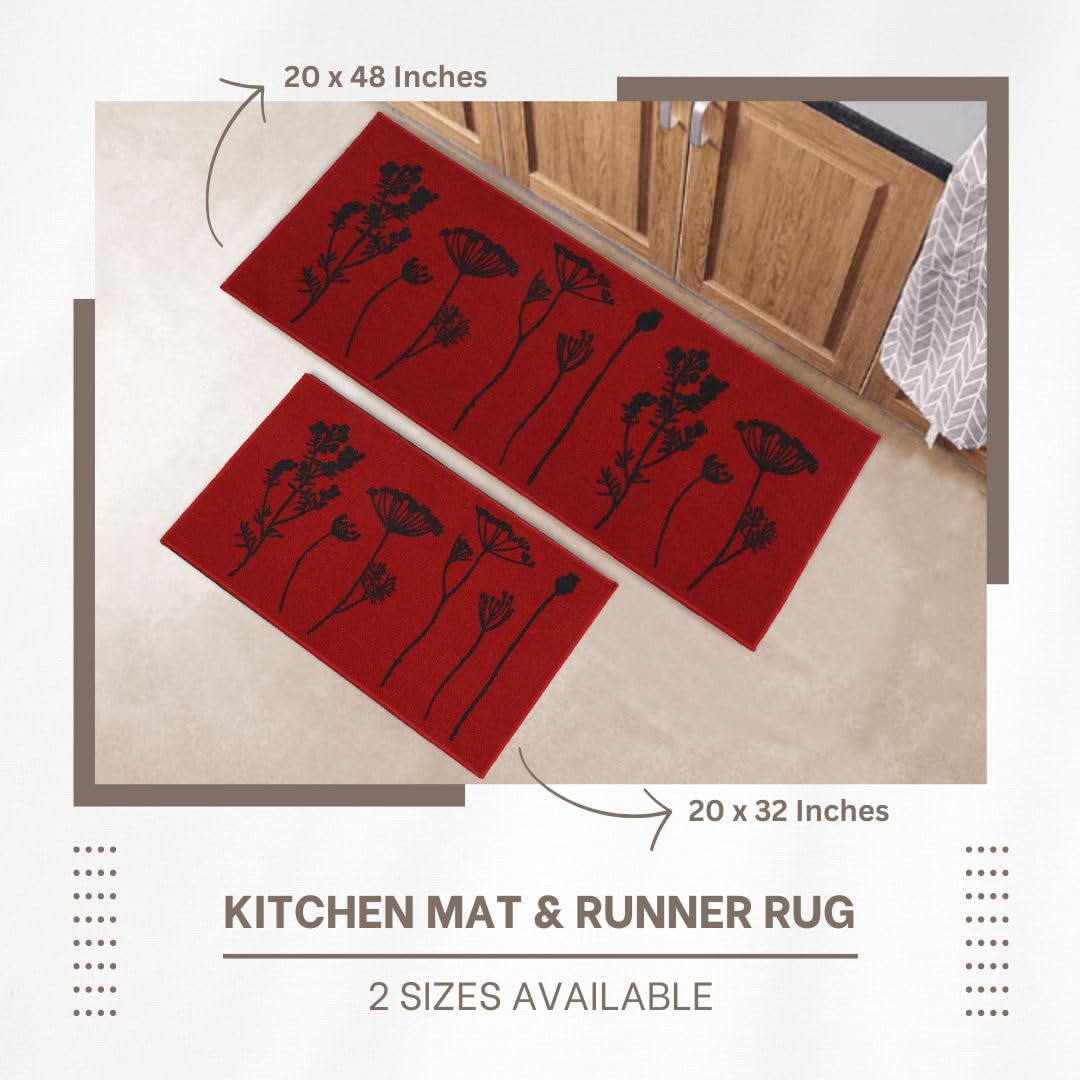 Elegant Kitchen Mat Runner Rug RedBlack
