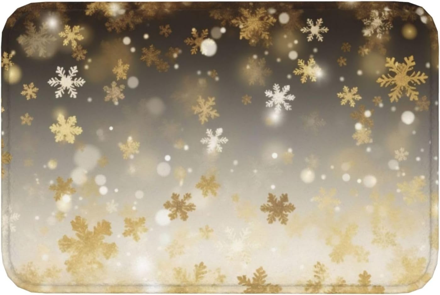 Gold Silk Christmas Print Flannel Anti-Slip Mat 16x24-inch